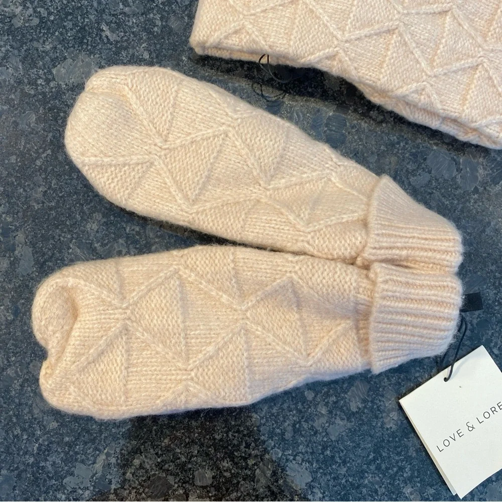 Love & Lore Mitts Head Band Light Pink 100% Recycled Materials O/S Winter Sherpa